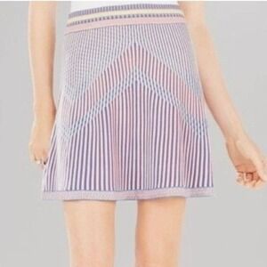 BCBGMAXAZRIA Alisse Chevron Stripe Knit Skirt Coral Blue Yellow Large QCD3F407